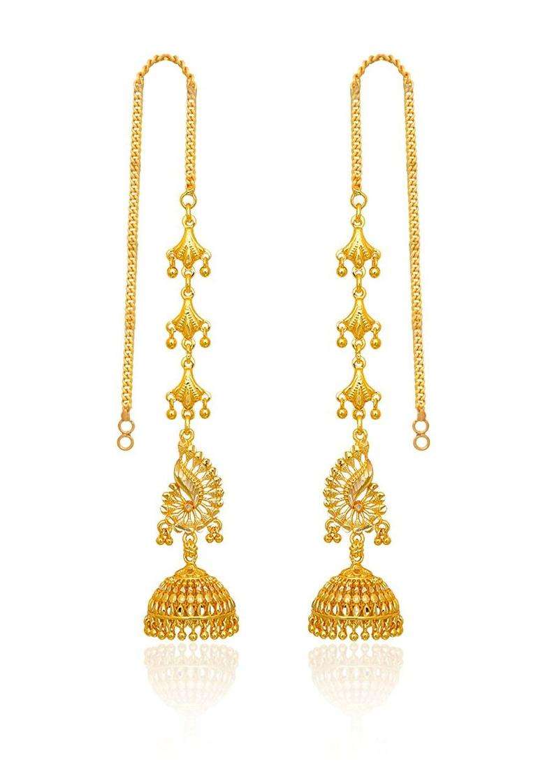 Gold-Plated Circular Jhumkas Earrings for Women | Traditional Temple Jewellery for Wedding & Festive Wear | Gift for Her - Indya