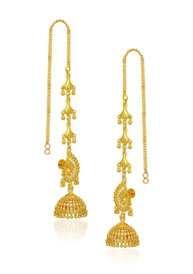 Gold-Plated Circular Jhumkas Earrings for Women | Traditional Temple Jewellery for Wedding & Festive Wear | Gift for Her - Indya
