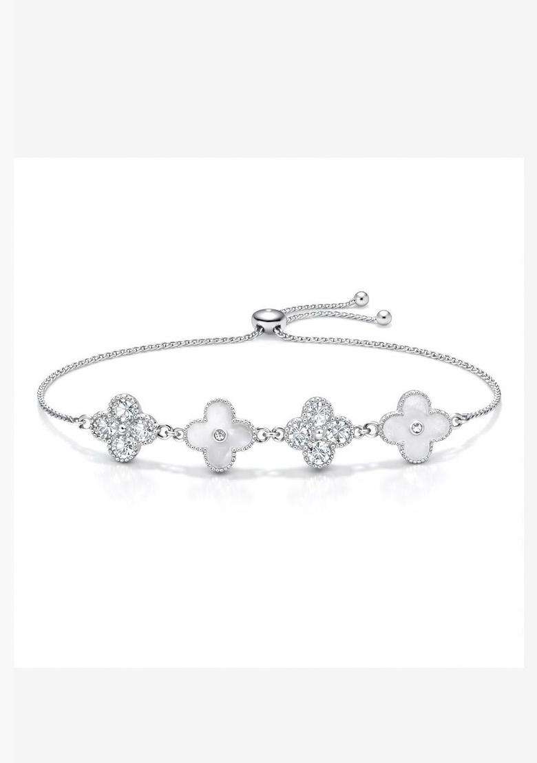Silver-Plated American Diamond Multistrand Bracelet for Women | Stylish Party & Everyday Wear | Gift for Her - Indya