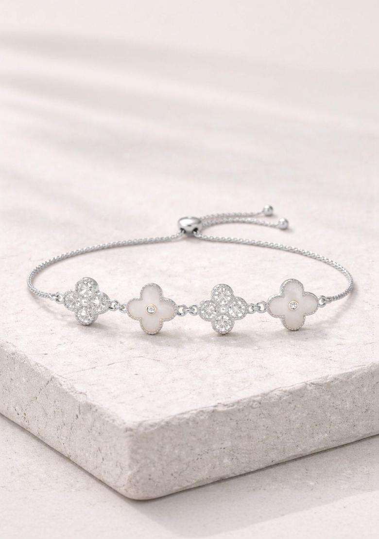 Silver-Plated American Diamond Multistrand Bracelet for Women | Stylish Party & Everyday Wear | Gift for Her - Indya