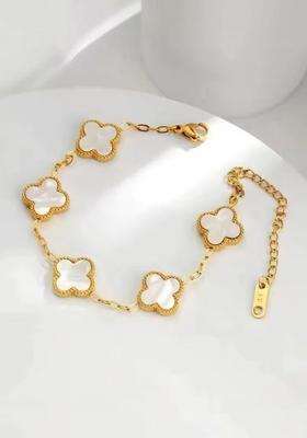 American Diamond Temple Gold-Plated Link Bracelet for Women | Stylish Party & Everyday Wear | Gift for Her