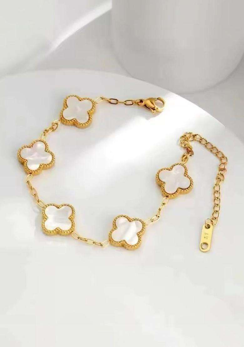 American Diamond Temple Gold-Plated Link Bracelet for Women | Stylish Party & Everyday Wear | Gift for Her - Indya