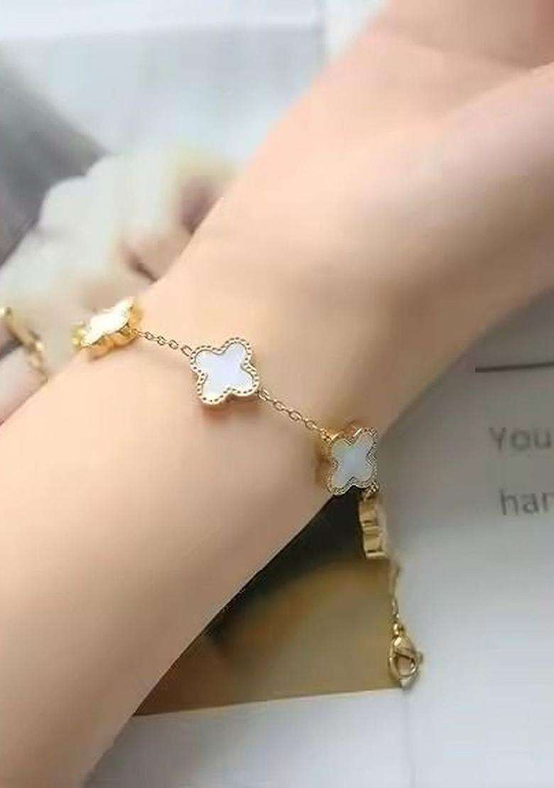American Diamond Temple Gold-Plated Link Bracelet for Women | Stylish Party & Everyday Wear | Gift for Her - Indya
