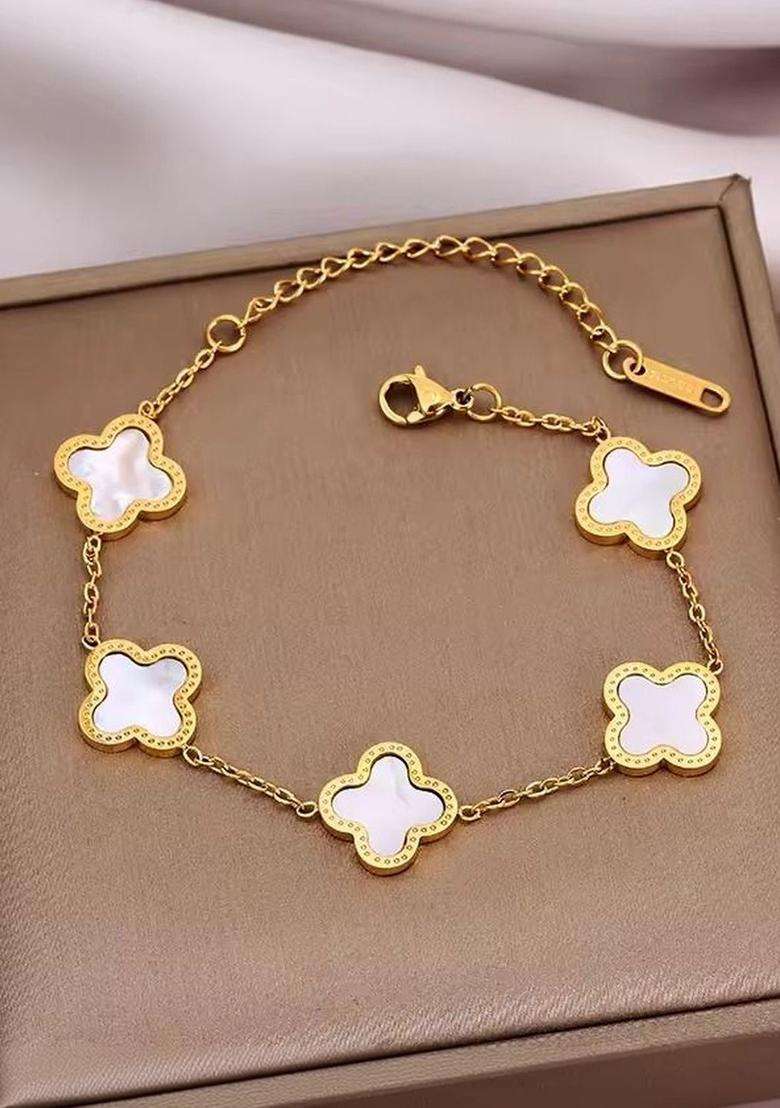 American Diamond Temple Gold-Plated Link Bracelet for Women | Stylish Party & Everyday Wear | Gift for Her - Indya