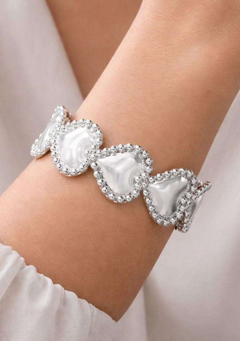 Temple Silver-Plated Cuff Bracelet for Women | Stylish Party & Everyday Wear | Gift for Her - Indya