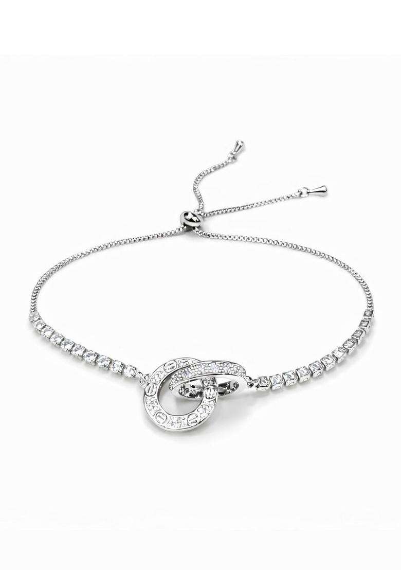 Silver-Plated American Diamond Anti Tarnish Link Bracelet for Women | Stylish Party & Everyday Wear | Gift for Her - Indya