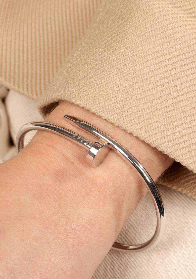 Set of 2 Silver-Plated American Diamond Studded Bangle-Style Bracelet for Women | Stylish Party & Everyday Wear | Gift for Her - Indya