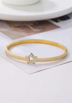 American Diamond Temple Gold-Plated Kada Bracelet for Women | Stylish Party & Everyday Wear | Gift for Her