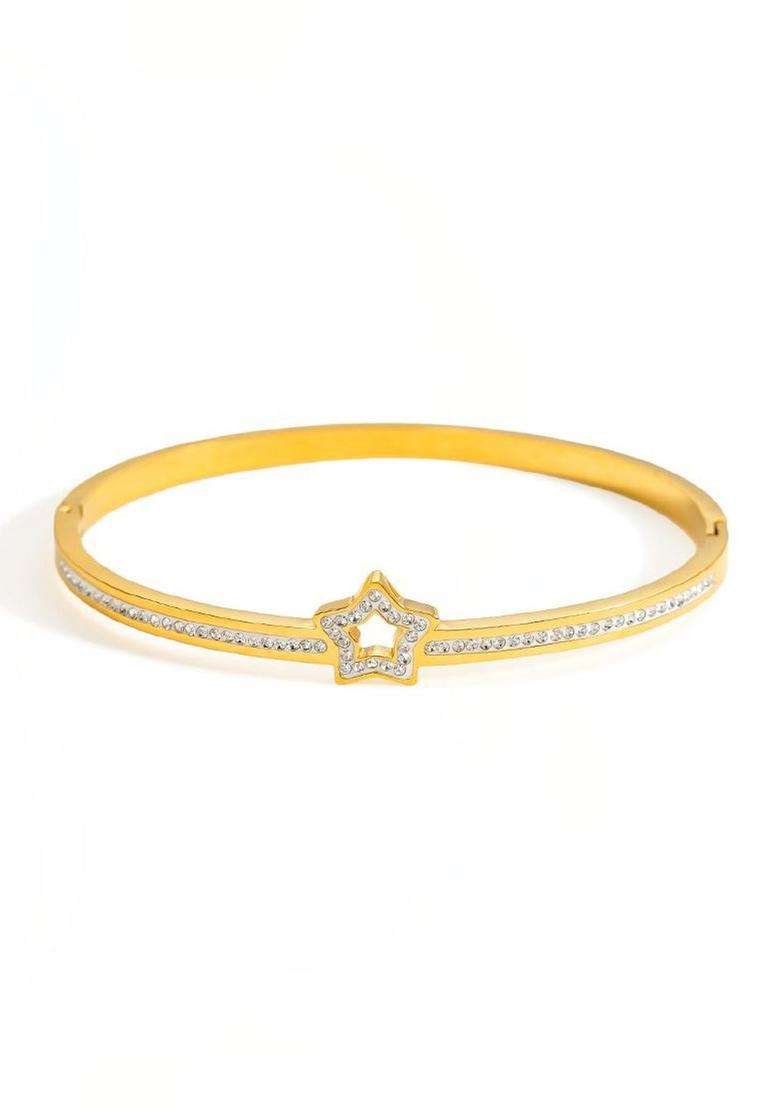 American Diamond Temple Gold-Plated Kada Bracelet for Women | Stylish Party & Everyday Wear | Gift for Her - Indya