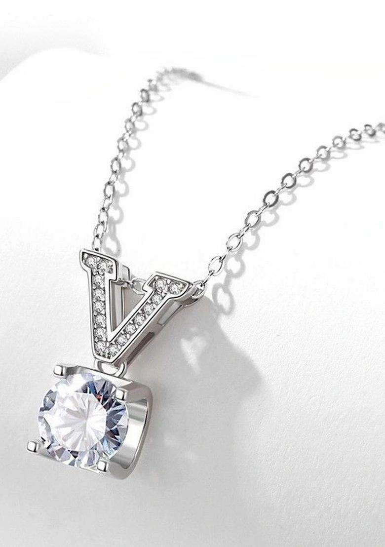 Silver-Plated Geometric Pendants with Chains with CZ Stone for Women | Stylish Party & Everyday Wear | Gift for Her - Indya