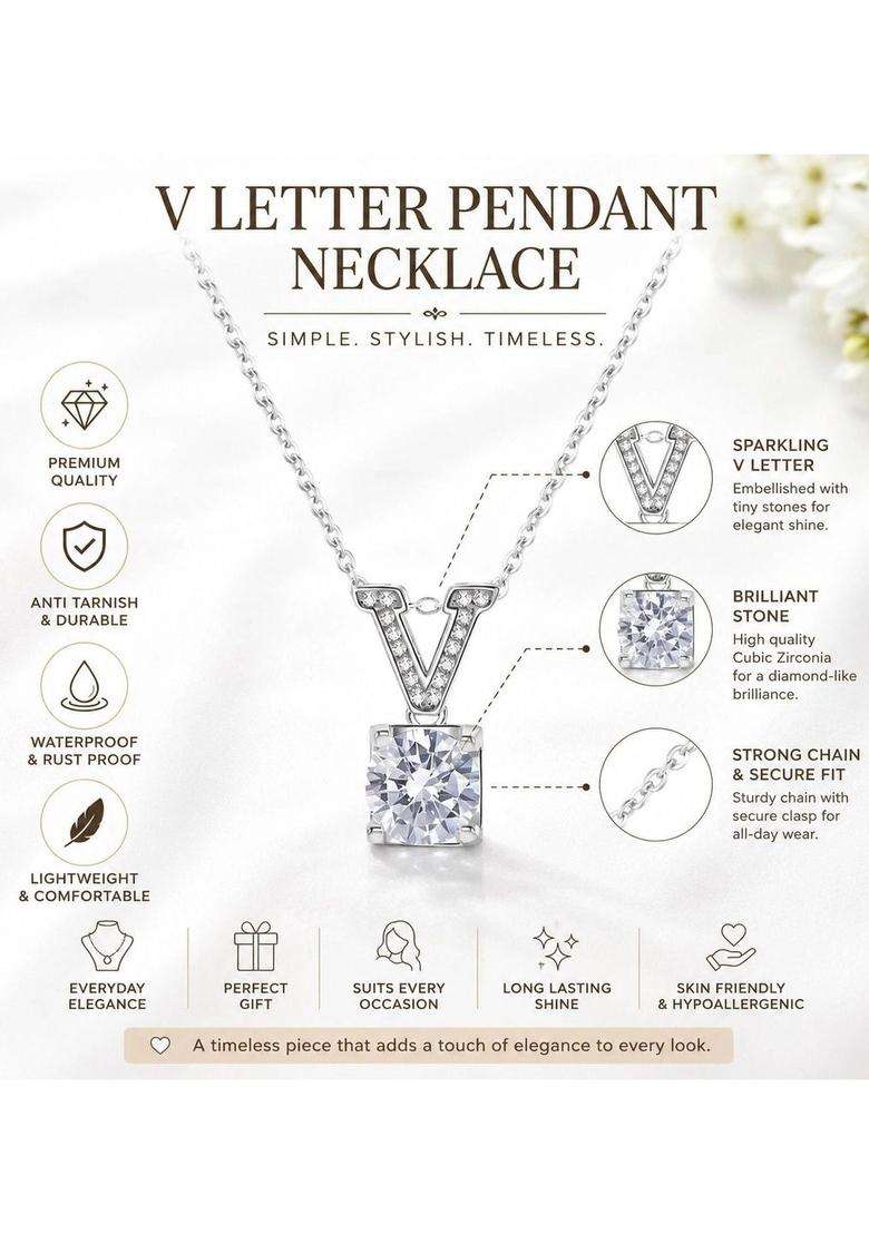 Silver-Plated Geometric Pendants with Chains with CZ Stone for Women | Stylish Party & Everyday Wear | Gift for Her - Indya
