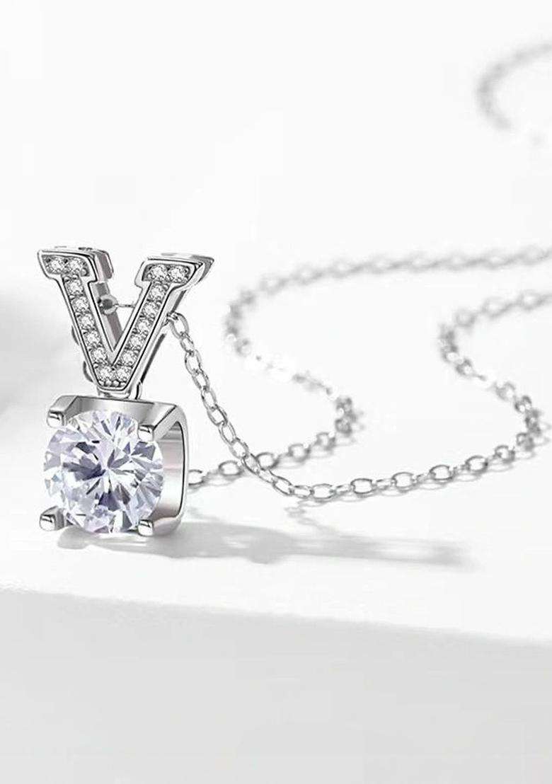 Silver-Plated Geometric Pendants with Chains with CZ Stone for Women | Stylish Party & Everyday Wear | Gift for Her - Indya