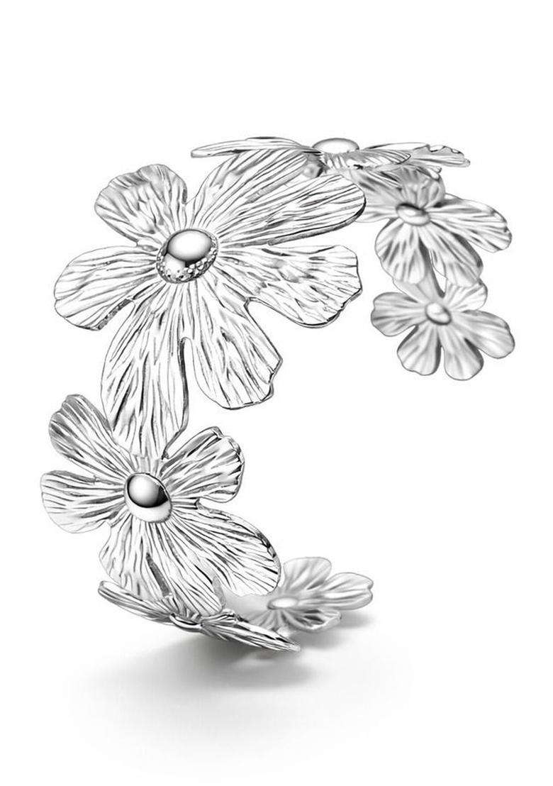 Temple Silver-Plated Cuff Bracelet for Women | Stylish Party & Everyday Wear | Gift for Her - Indya