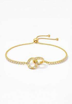 American Diamond Temple Gold-Plated Link Bracelet for Women | Stylish Party & Everyday Wear | Gift for Her