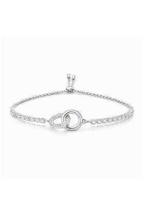 Silver-Plated American Diamond Link Bracelet for Women | Stylish Party & Everyday Wear | Gift for Her