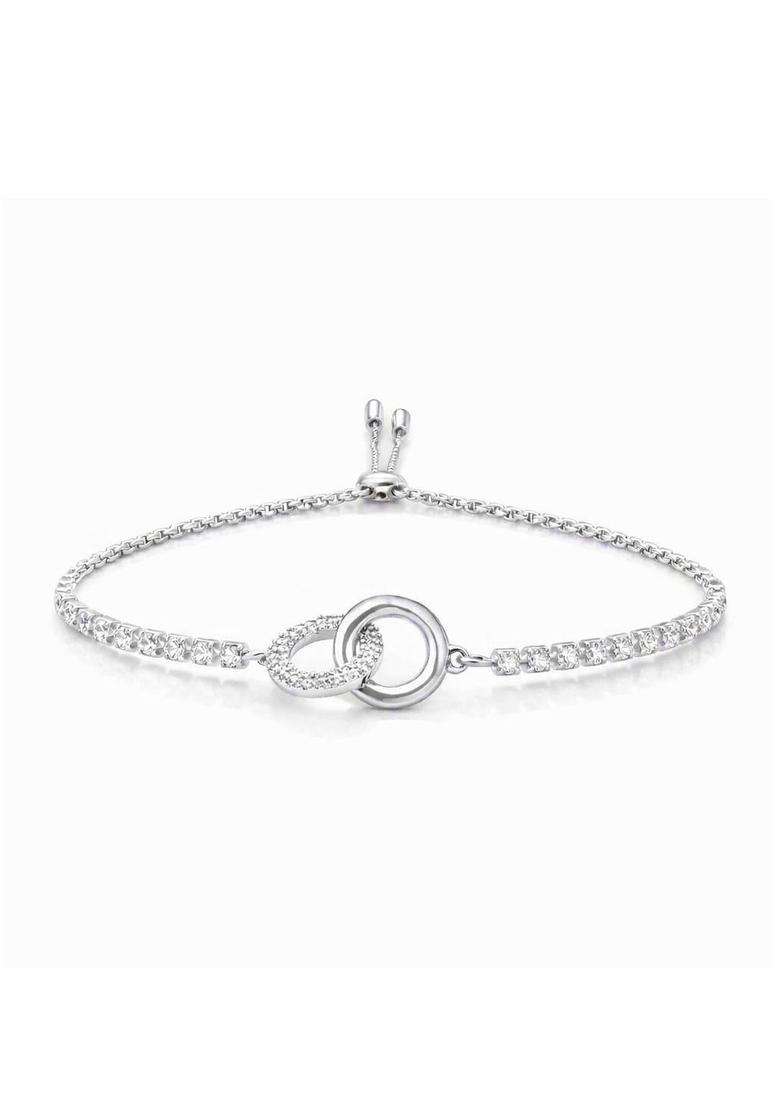 Silver-Plated American Diamond Link Bracelet for Women | Stylish Party & Everyday Wear | Gift for Her - Indya