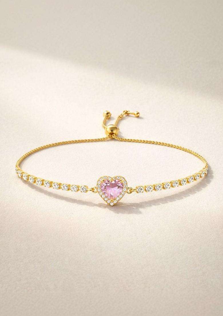 American Diamond Temple Gold-Plated Link Bracelet for Women | Stylish Party & Everyday Wear | Gift for Her - Indya