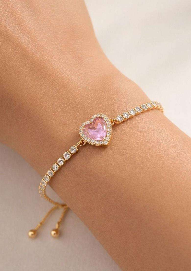 American Diamond Temple Gold-Plated Link Bracelet for Women | Stylish Party & Everyday Wear | Gift for Her - Indya