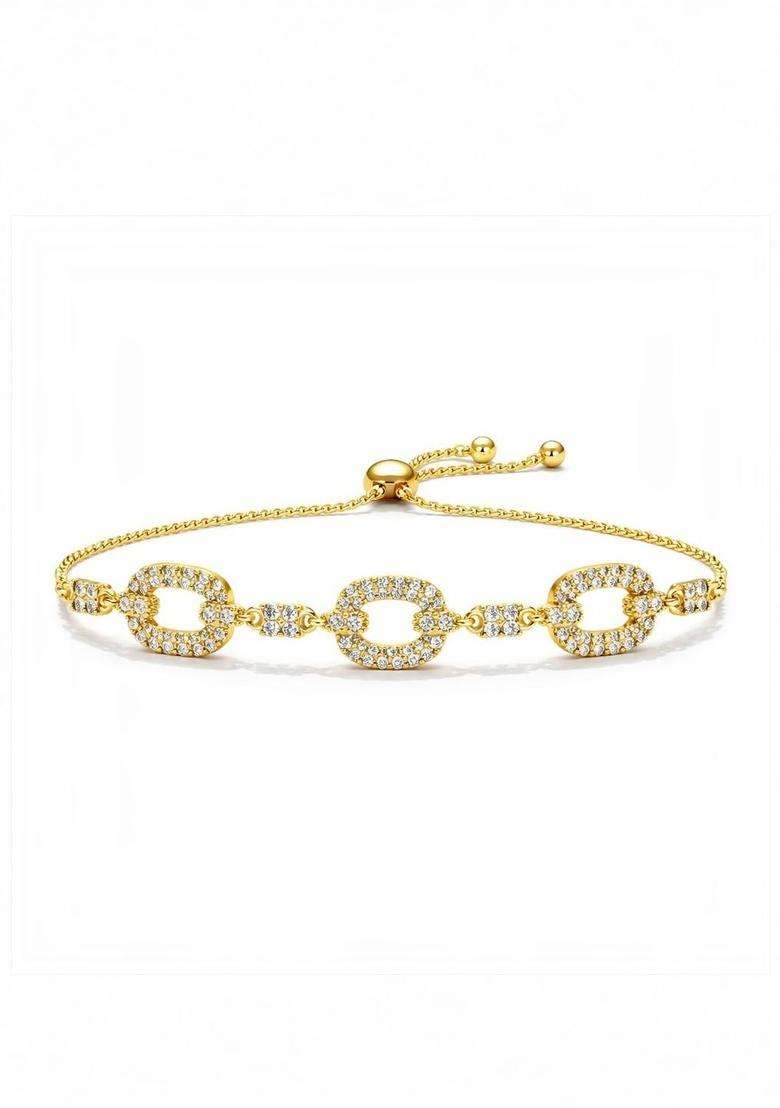 American Diamond Temple Gold-Plated Link Bracelet for Women | Stylish Party & Everyday Wear | Gift for Her - Indya