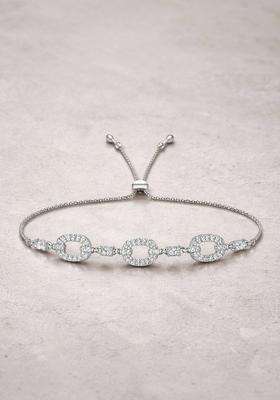 American Diamond Temple Silver-Plated Link Bracelet for Women | Stylish Party & Everyday Wear | Gift for Her