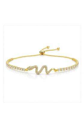 American Diamond Temple Gold-Plated Link Bracelet for Women | Stylish Party & Everyday Wear | Gift for Her