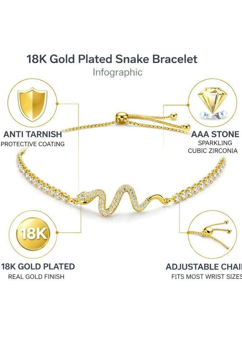 American Diamond Temple Gold-Plated Link Bracelet for Women | Stylish Party & Everyday Wear | Gift for Her - Indya