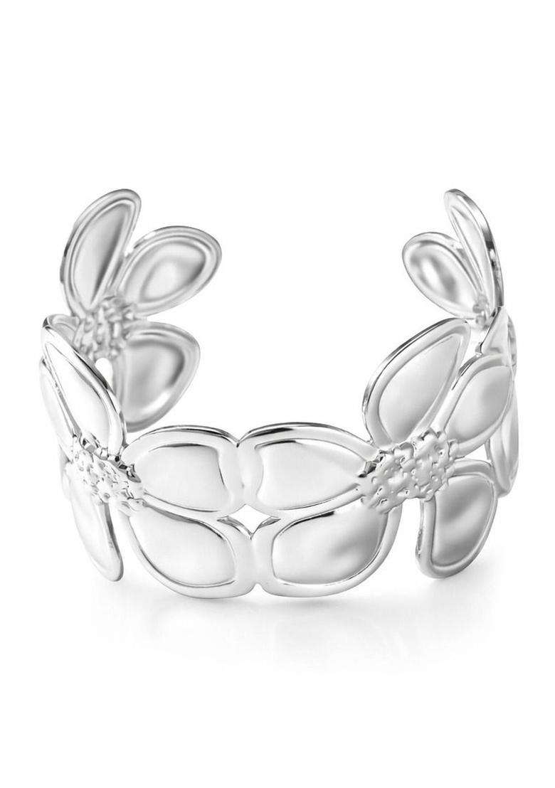 Temple Silver-Plated Cuff Bracelet for Women | Stylish Party & Everyday Wear | Gift for Her - Indya