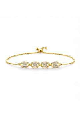 American Diamond Temple Gold-Plated Link Bracelet for Women | Stylish Party & Everyday Wear | Gift for Her