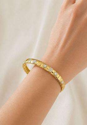 American Diamond Temple Gold-Plated Cuff Bracelet for Women | Stylish Party & Everyday Wear | Gift for Her