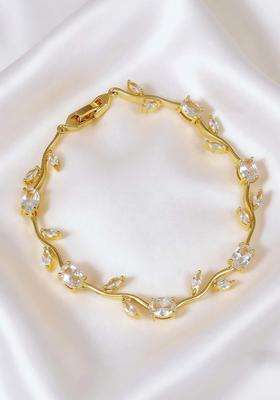 American Diamond Temple Gold-Plated Link Bracelet for Women | Stylish Party & Everyday Wear | Gift for Her