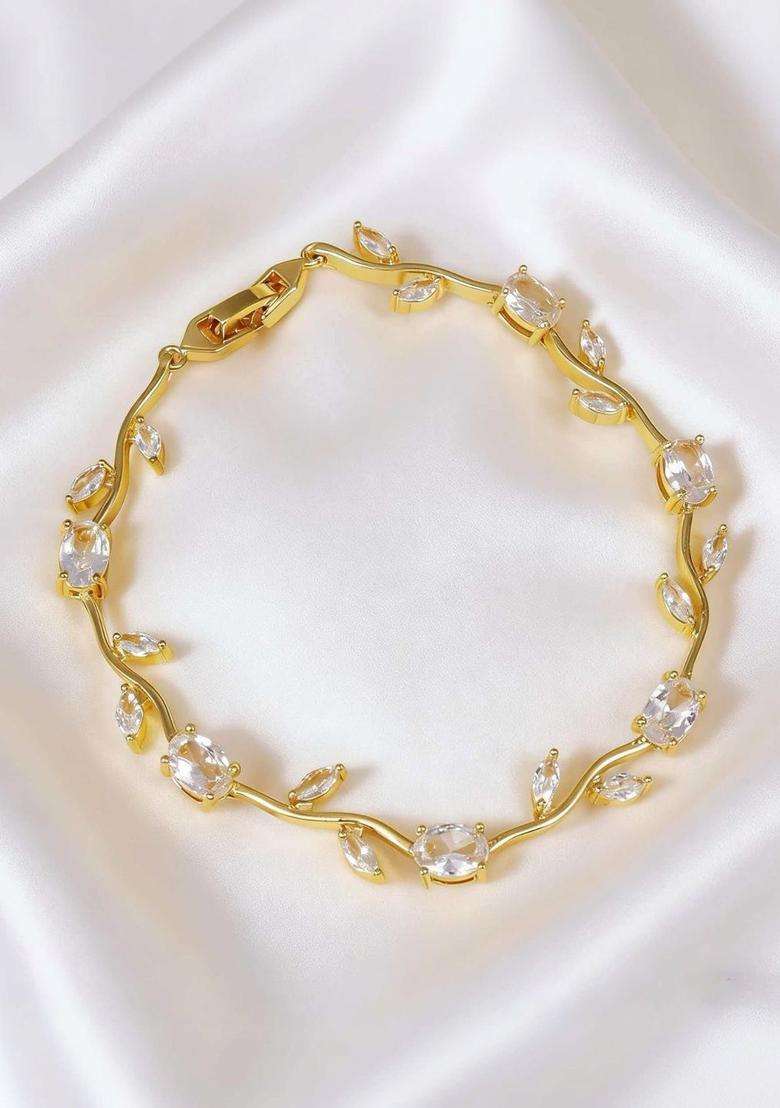 American Diamond Temple Gold-Plated Link Bracelet for Women | Stylish Party & Everyday Wear | Gift for Her - Indya