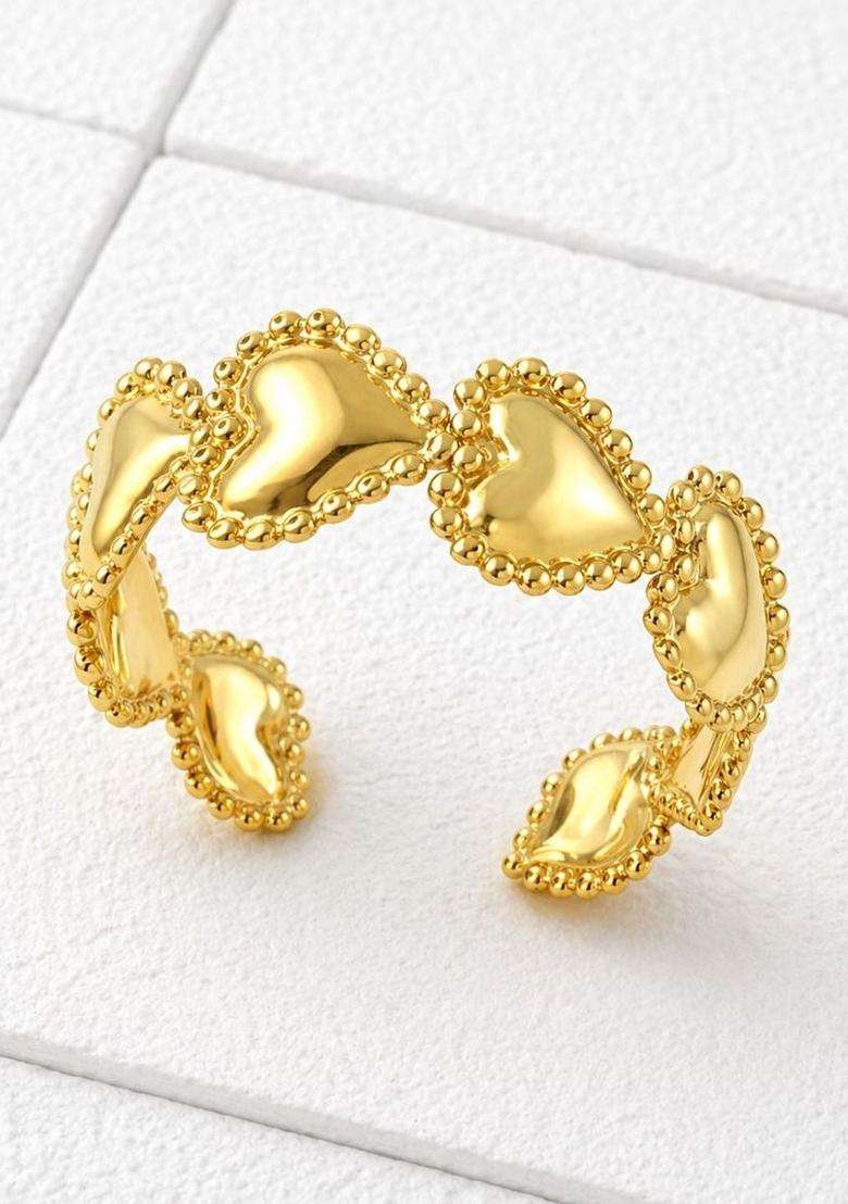 Stainless Steel Gold-Plated Cuff Bracelet for Women | Stylish Party & Everyday Wear | Gift for Her - Indya