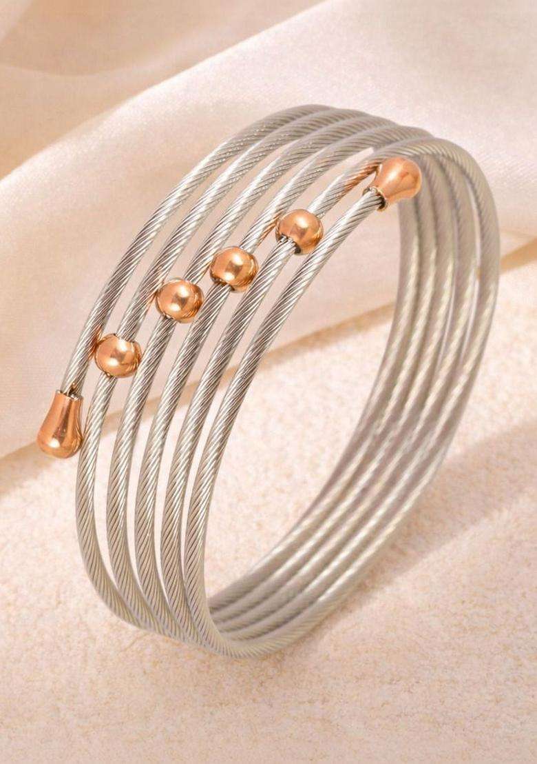 American Diamond Temple Rose Gold-Plated Multistrand Bracelet for Women | Stylish Party & Everyday Wear | Gift for Her - Indya