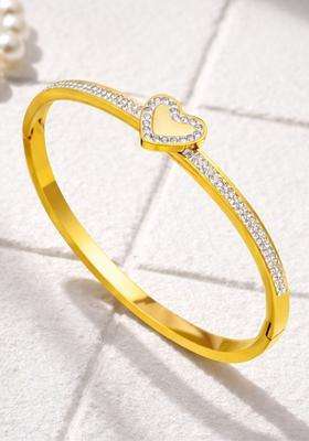American Diamond Temple Gold-Plated Bangle-Style Bracelet for Women | Stylish Party & Everyday Wear | Gift for Her