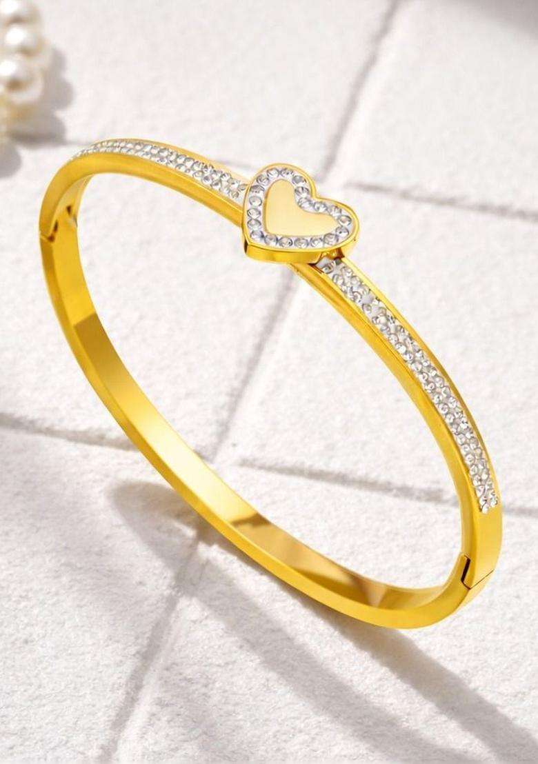 American Diamond Temple Gold-Plated Bangle-Style Bracelet for Women | Stylish Party & Everyday Wear | Gift for Her - Indya