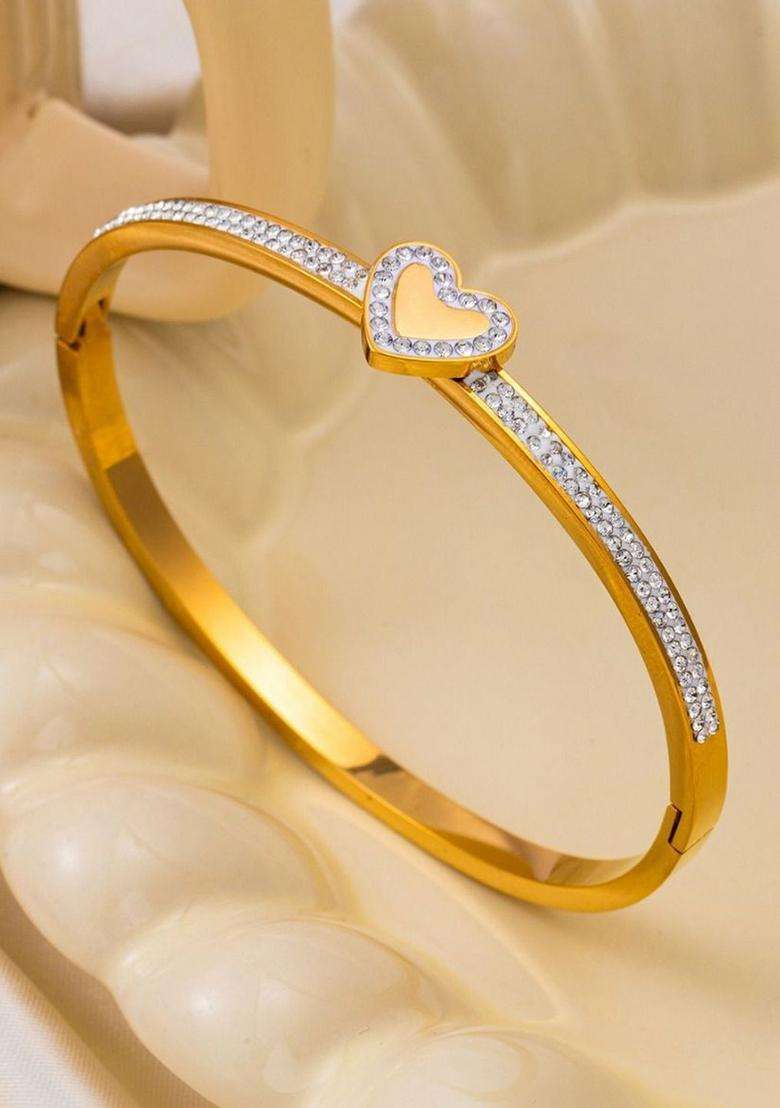 American Diamond Temple Gold-Plated Bangle-Style Bracelet for Women | Stylish Party & Everyday Wear | Gift for Her - Indya