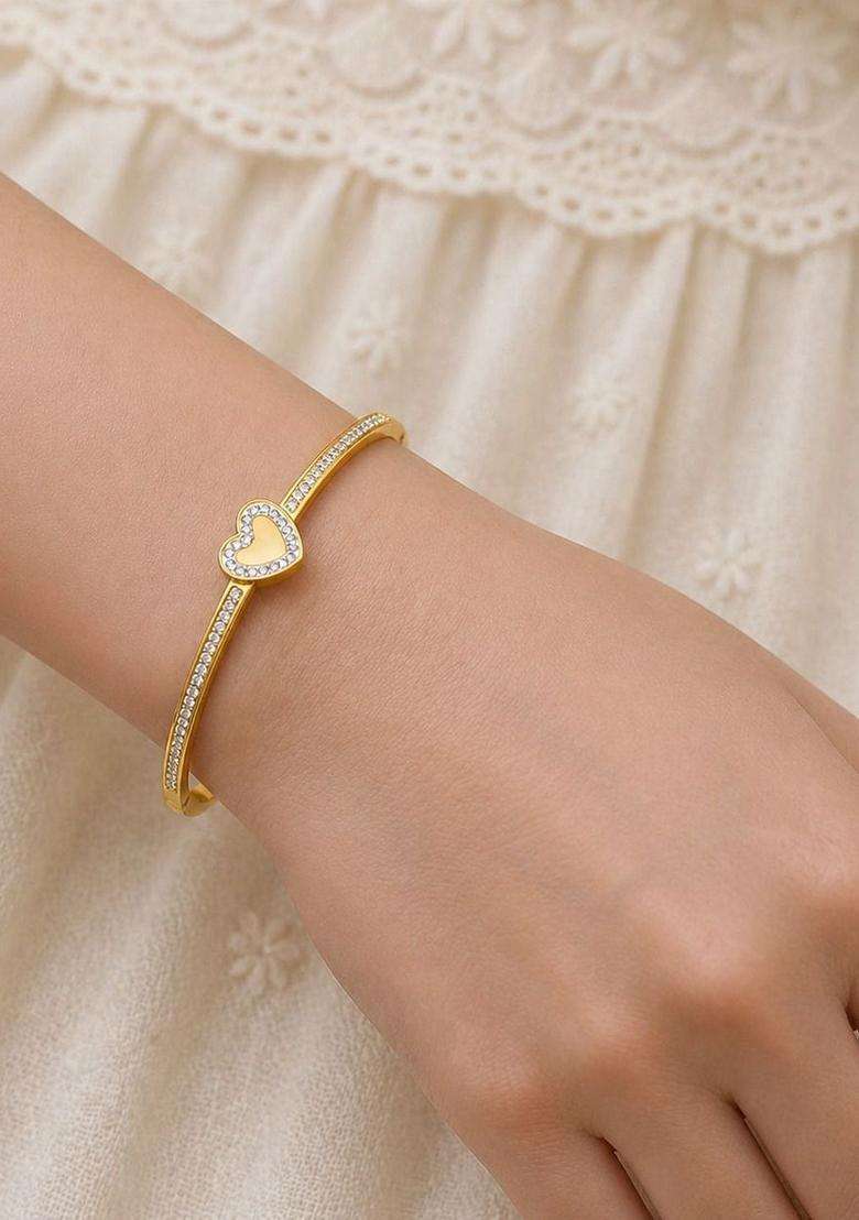 American Diamond Temple Gold-Plated Bangle-Style Bracelet for Women | Stylish Party & Everyday Wear | Gift for Her - Indya