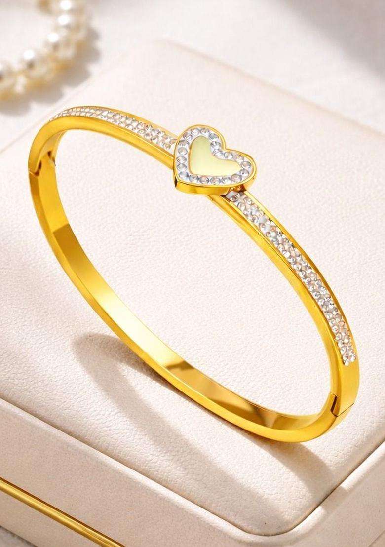 American Diamond Temple Gold-Plated Bangle-Style Bracelet for Women | Stylish Party & Everyday Wear | Gift for Her - Indya