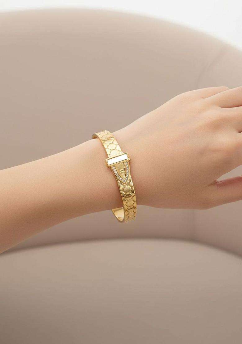 American Diamond Temple Gold-Plated Bangle-Style Bracelet for Women | Stylish Party & Everyday Wear | Gift for Her - Indya