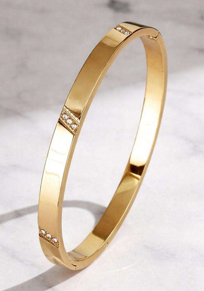 American Diamond Temple Gold-Plated Bangle-Style Bracelet for Women | Stylish Party & Everyday Wear | Gift for Her - Indya