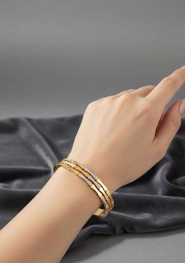 American Diamond Temple Gold-Plated Bangle-Style Bracelet for Women | Stylish Party & Everyday Wear | Gift for Her - Indya