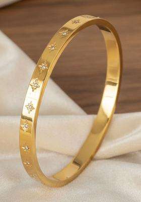 American Diamond Temple Gold-Plated Bangle-Style Bracelet for Women | Stylish Party & Everyday Wear | Gift for Her