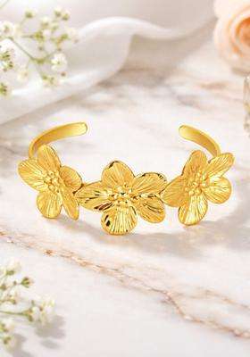 American Diamond Temple Gold-Plated Cuff Bracelet for Women | Stylish Party & Everyday Wear | Gift for Her