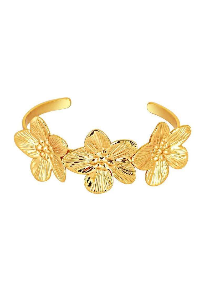 American Diamond Temple Gold-Plated Cuff Bracelet for Women | Stylish Party & Everyday Wear | Gift for Her - Indya