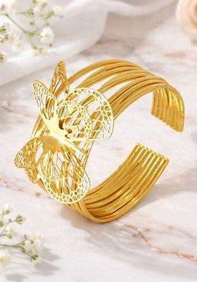 American Diamond Temple Gold-Plated Cuff Bracelet for Women | Stylish Party & Everyday Wear | Gift for Her