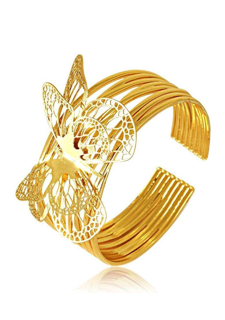 American Diamond Temple Gold-Plated Cuff Bracelet for Women | Stylish Party & Everyday Wear | Gift for Her - Indya