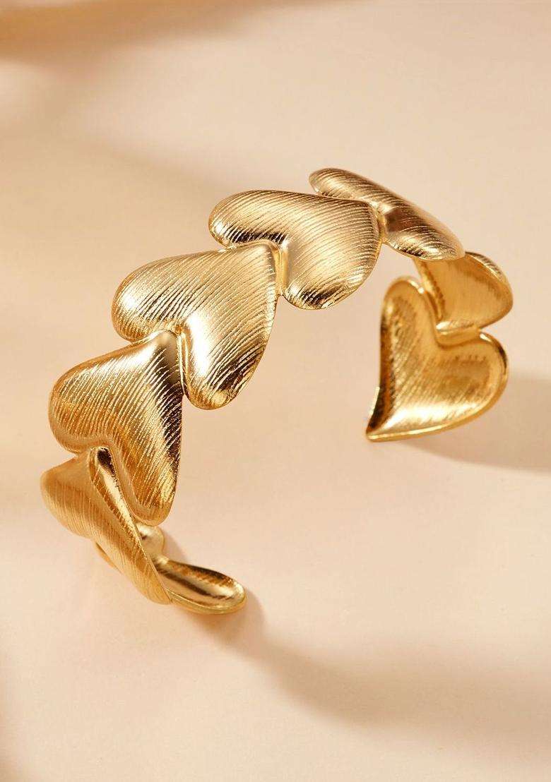 American Diamond Temple Gold-Plated Cuff Bracelet for Women | Stylish Party & Everyday Wear | Gift for Her - Indya