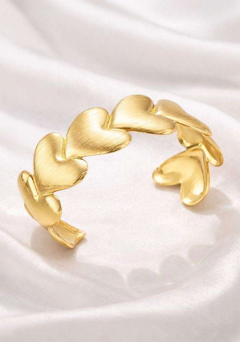 American Diamond Temple Gold-Plated Cuff Bracelet for Women | Stylish Party & Everyday Wear | Gift for Her - Indya
