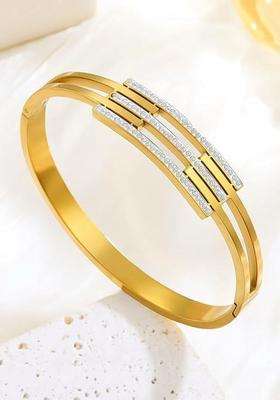 American Diamond Temple Gold-Plated Bangle-Style Bracelet for Women | Stylish Party & Everyday Wear | Gift for Her