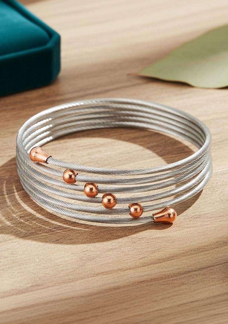 American Diamond Temple Silver-Plated Multistrand Bracelet for Women | Stylish Party & Everyday Wear | Gift for Her - Indya